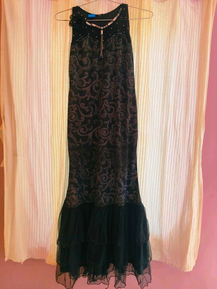 Stunning Embellished Black A-line Gown