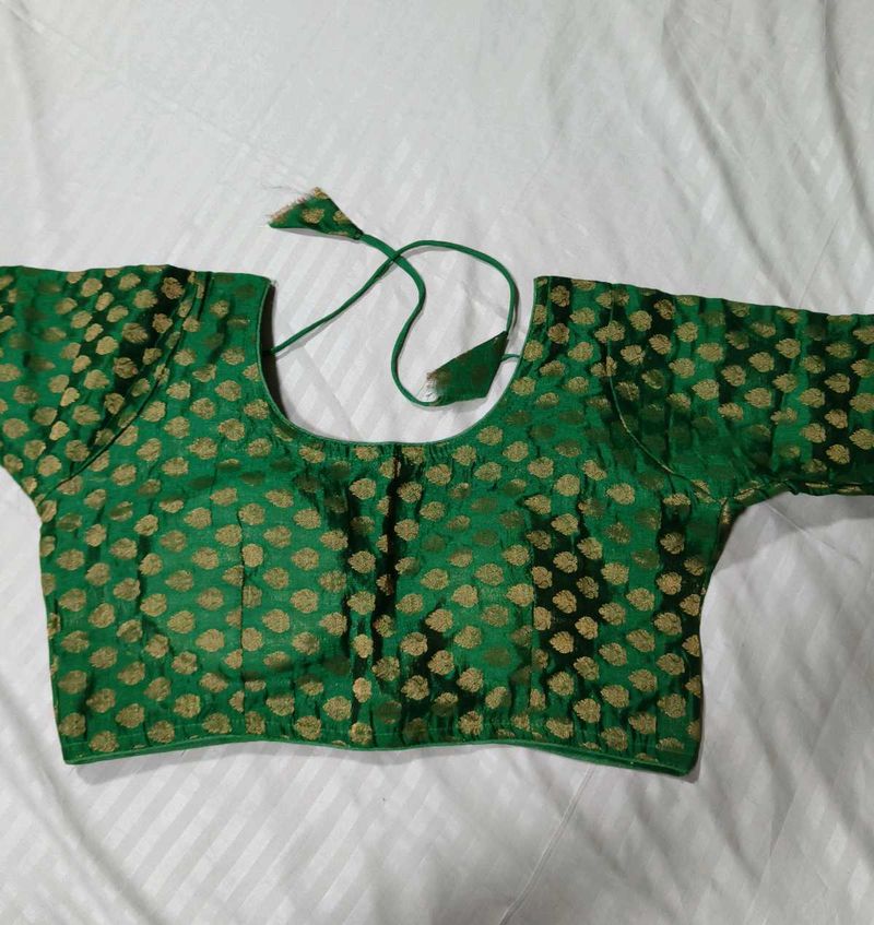 Elegant Green Brocade Blouse