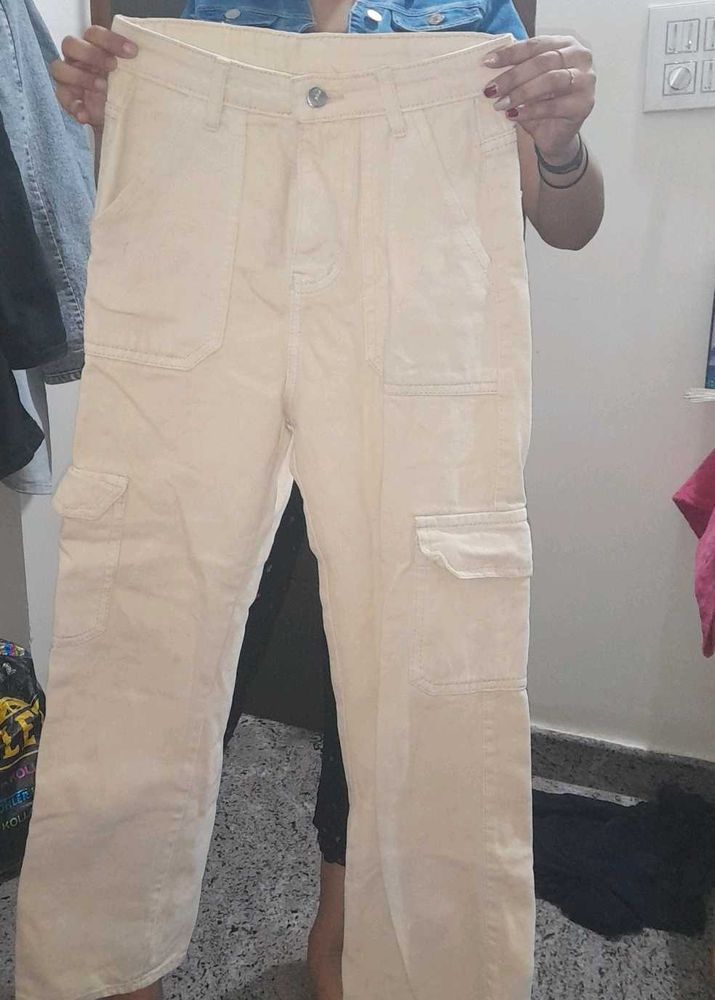 Cream Cargo Pants