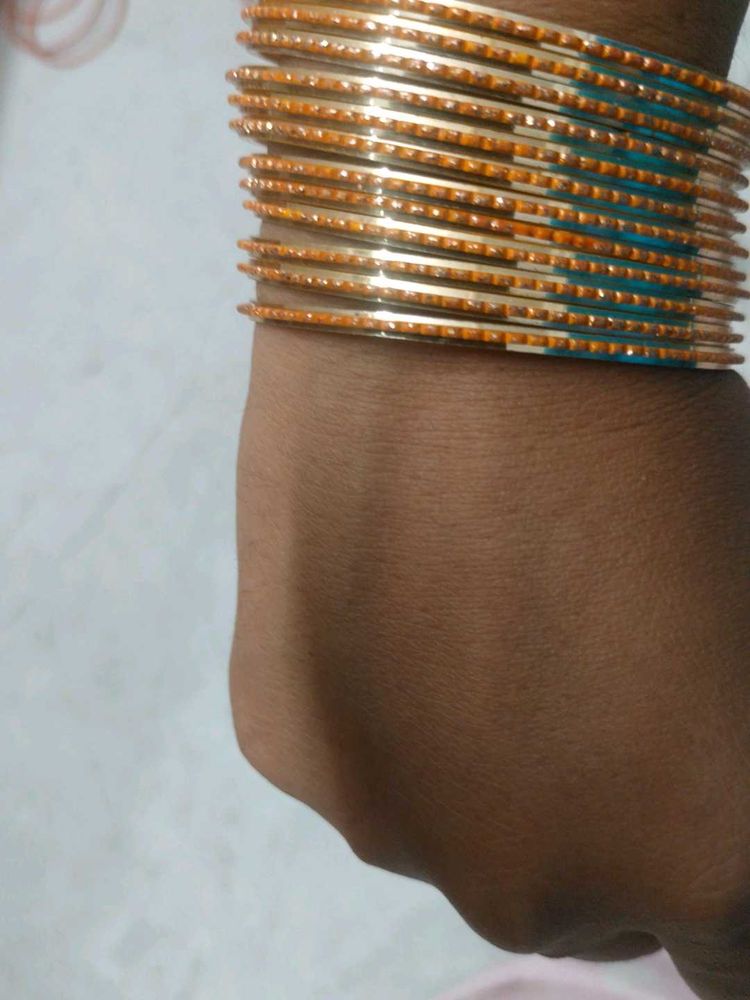 Golden and orange shade Bangles