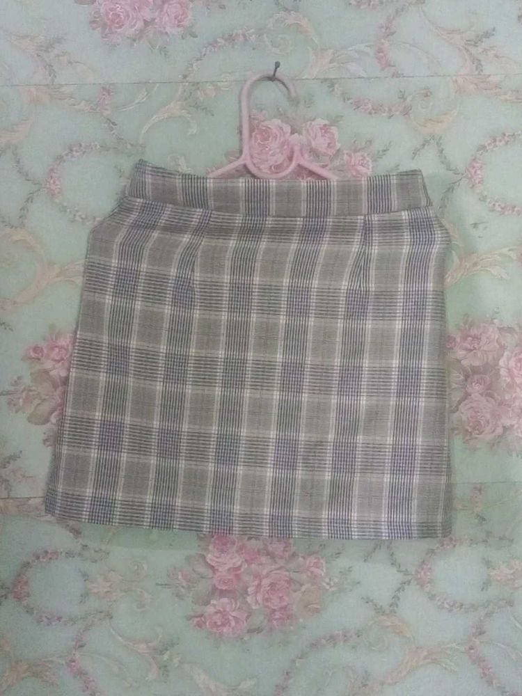 Korean Plaid A-line Mini Skirt