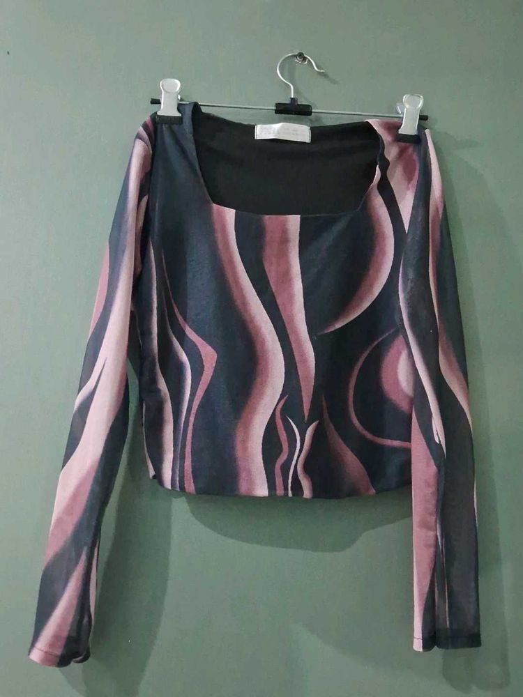 Stylish Swirl Print Long Sleeve Top