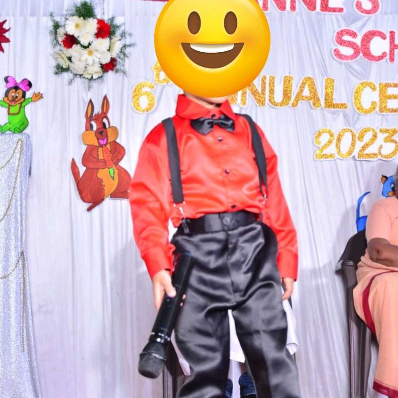 Boy's Red Shirt &amp; Suspenders Outfit