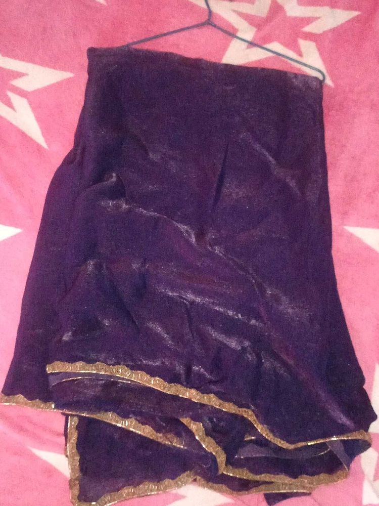 Elegant Purple Saree with Gold Border