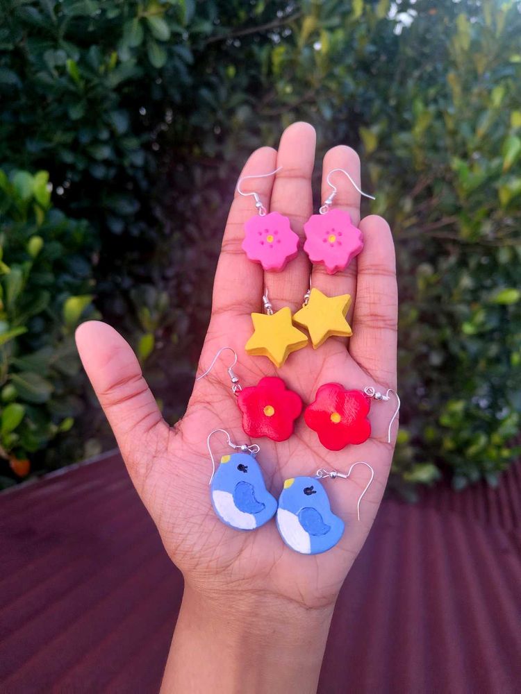 Cute Handmade Earrings (3 Pairs)