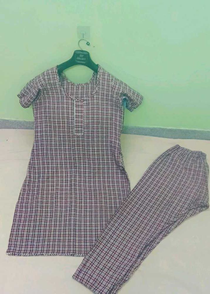 Classic Checkered Kurta Set