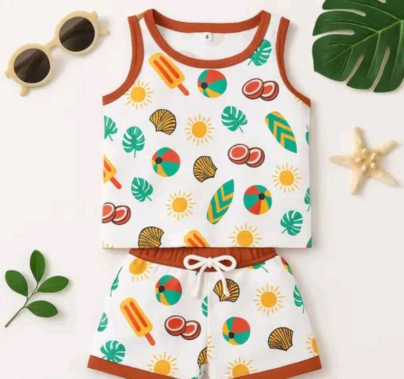 Cute Summer Print Tank Top &amp; Shorts Set