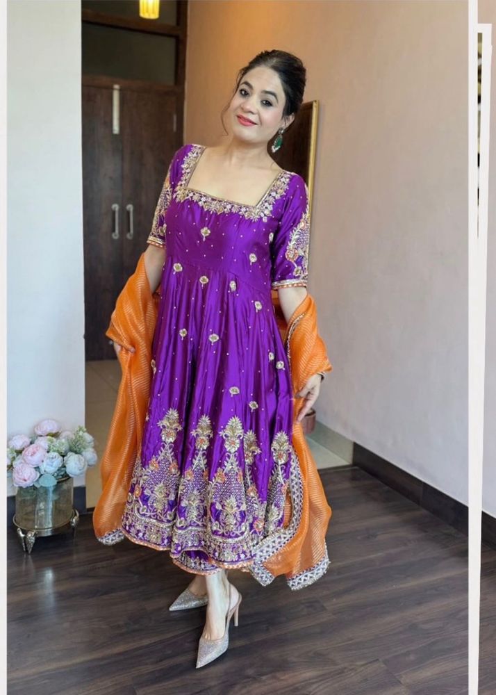 Stunning Purple Embroidered Kurta Set