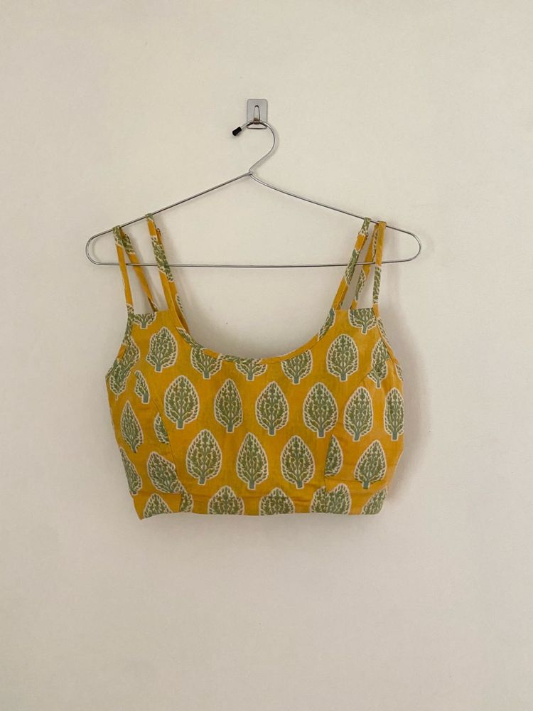 Yellow Printed Bralette Top
