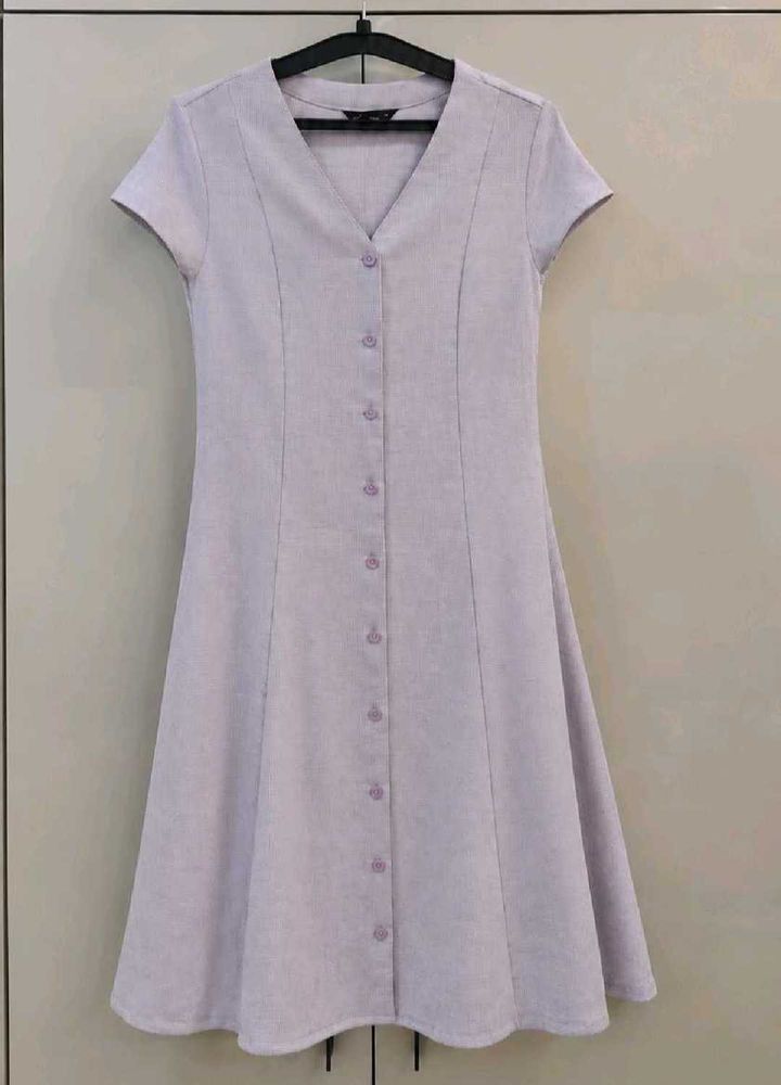 Light Purple Button-Up Midi Dress