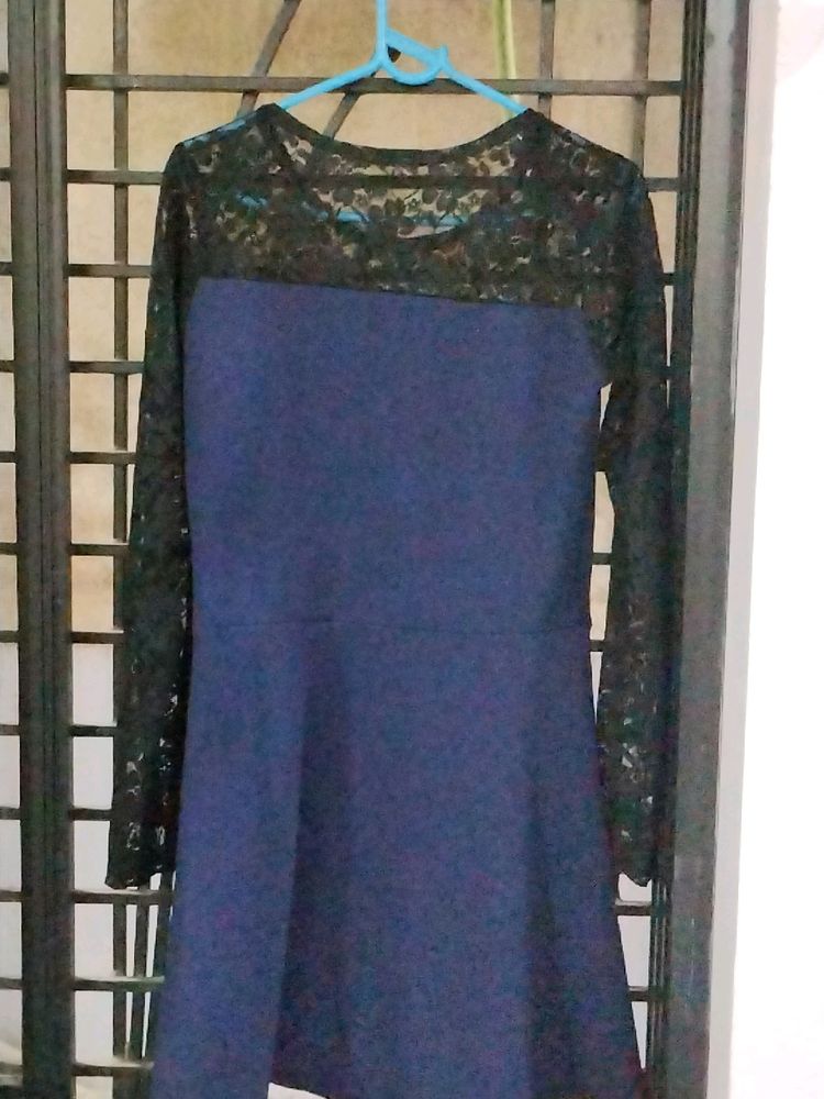 Navy &amp; Black Lace Dress