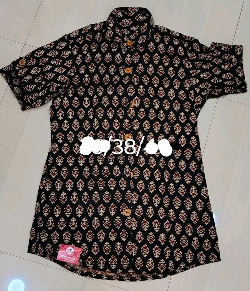 New Kalamkari Black Cotton shirt for woman