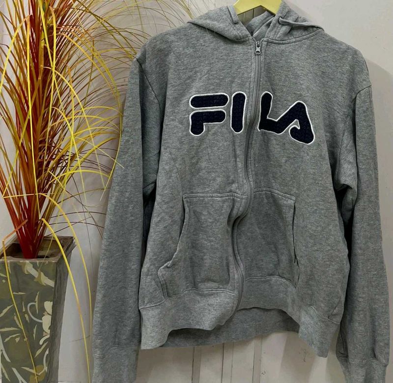 Vintage Fila Gray Full Zip Hoodie