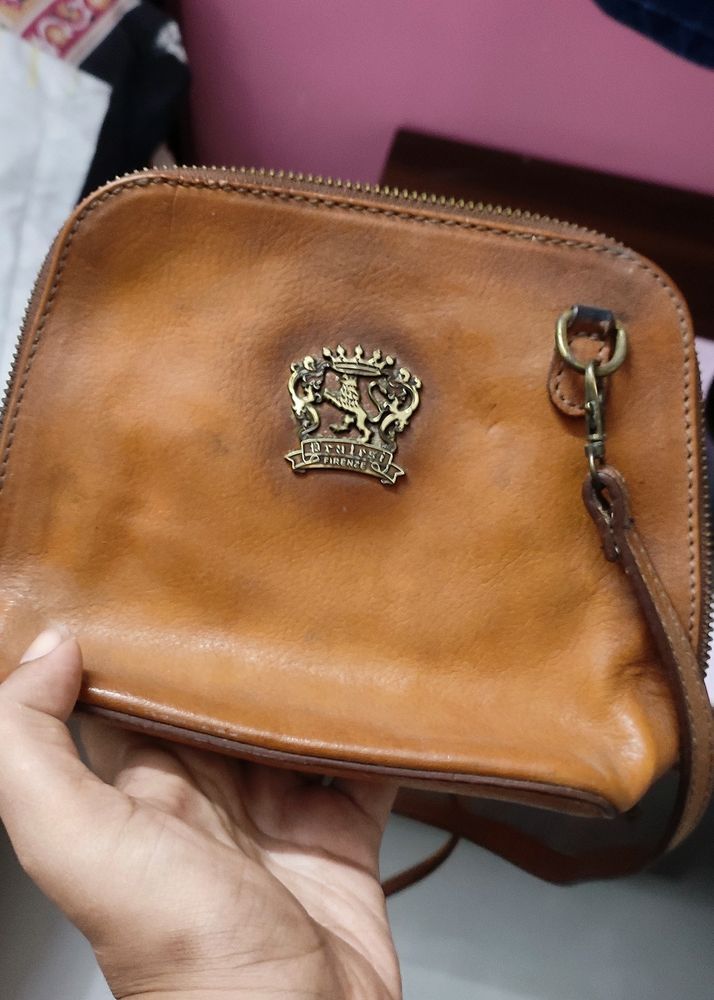 Vintage Pratesi Firenze Small Brown Leather Bag