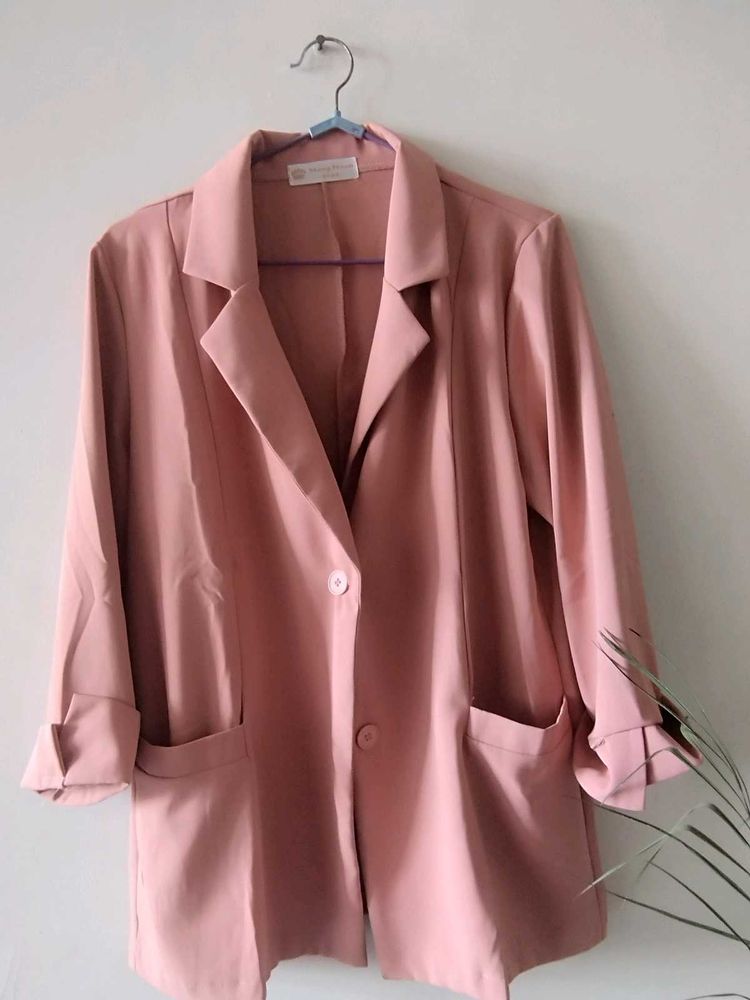 Chic Pink Oversized Blazer with short set