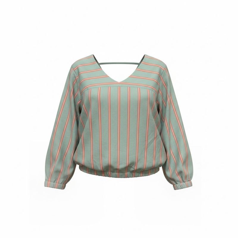 Striped V-Neck Long Sleeve Top