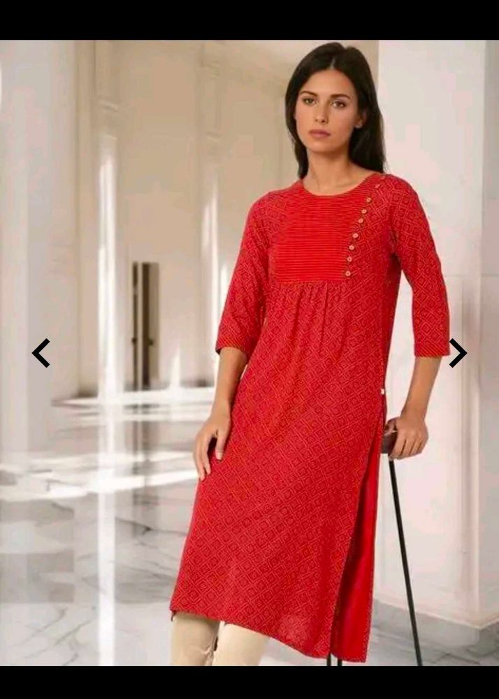 Avaasa red printed kurta
