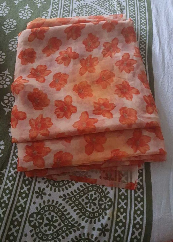 Orange floral saree for women