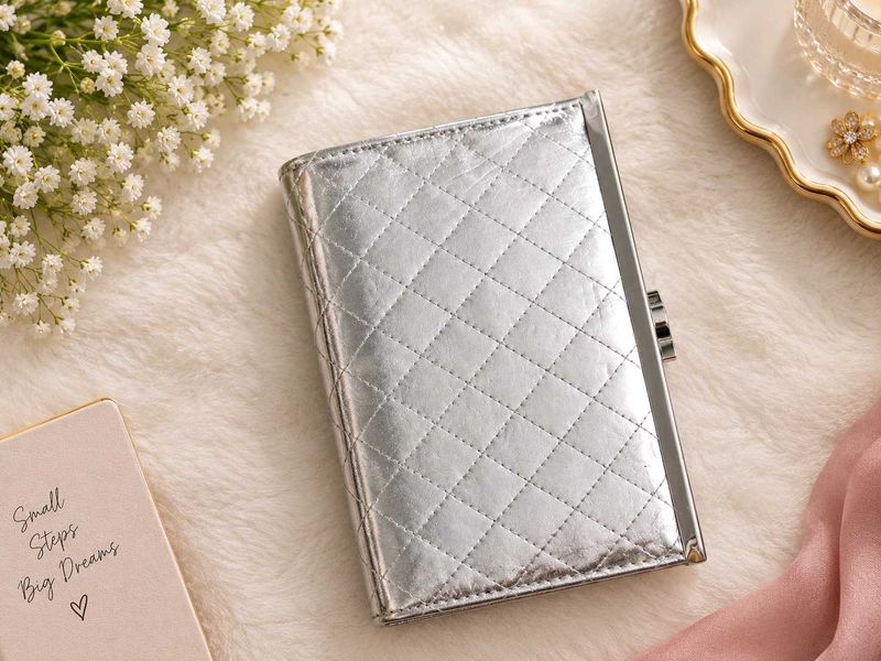 Sparkling Silver Quilted Clutch Bag