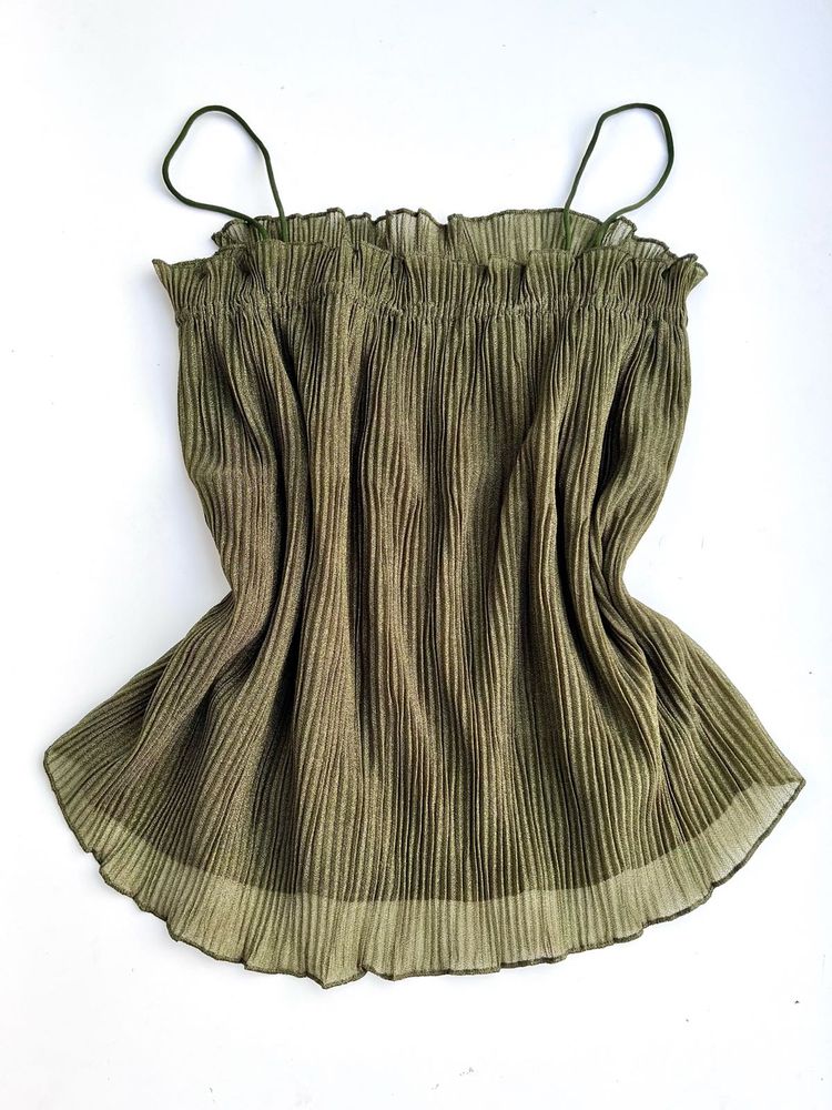 Olive Green Pleated Cami Top