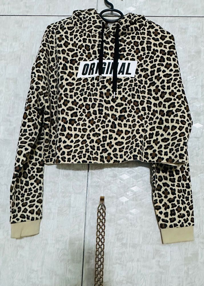 H&amp;M Leopard Print Sweatshirt With Hoodie