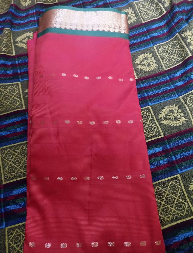Orange With Green Border Saree