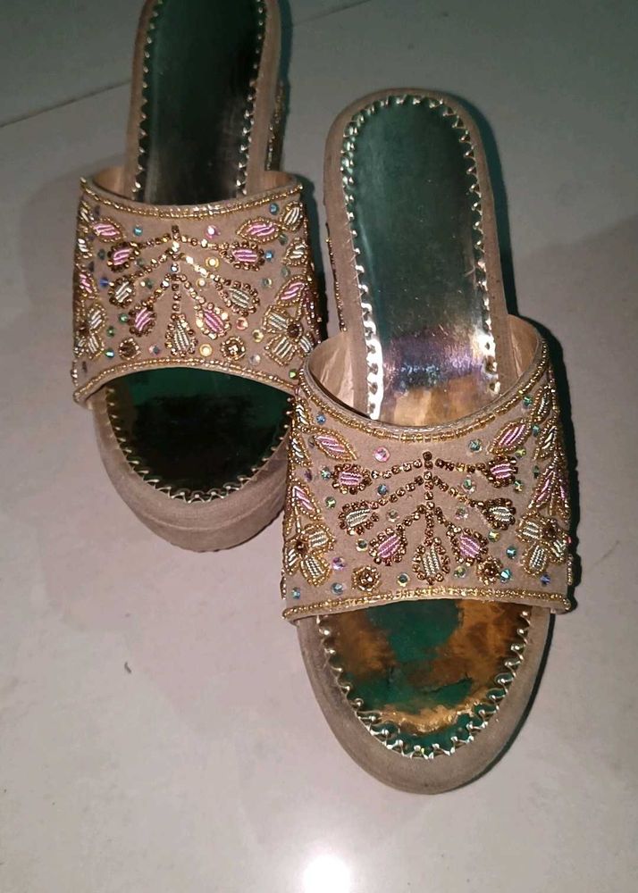 Embellished Wedge Sandals