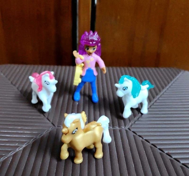 seto of 4 kinder Joy Unicorn Toy Figures