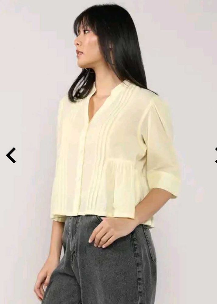 Pleated V-Neck Top