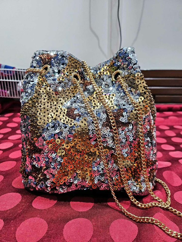 Accessorize Sparkling Sequin Bucket/Potli Bag