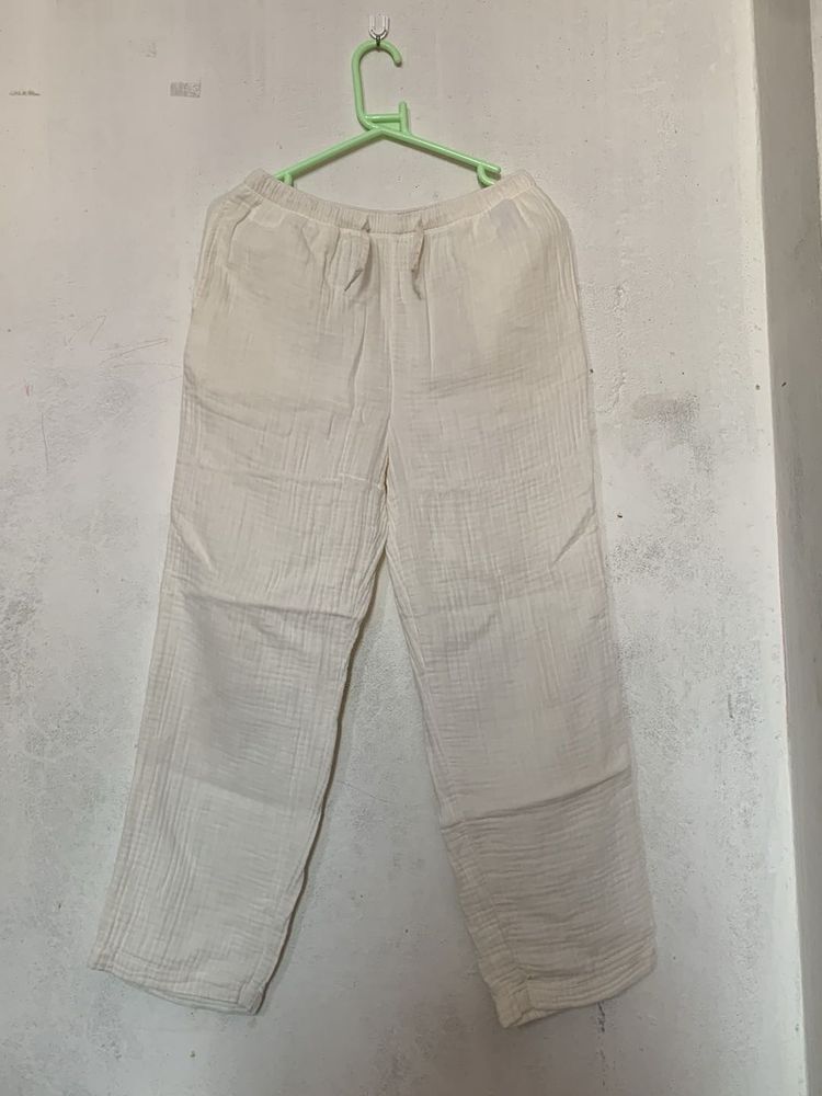 Muslin Comfortable White Cotton Pants