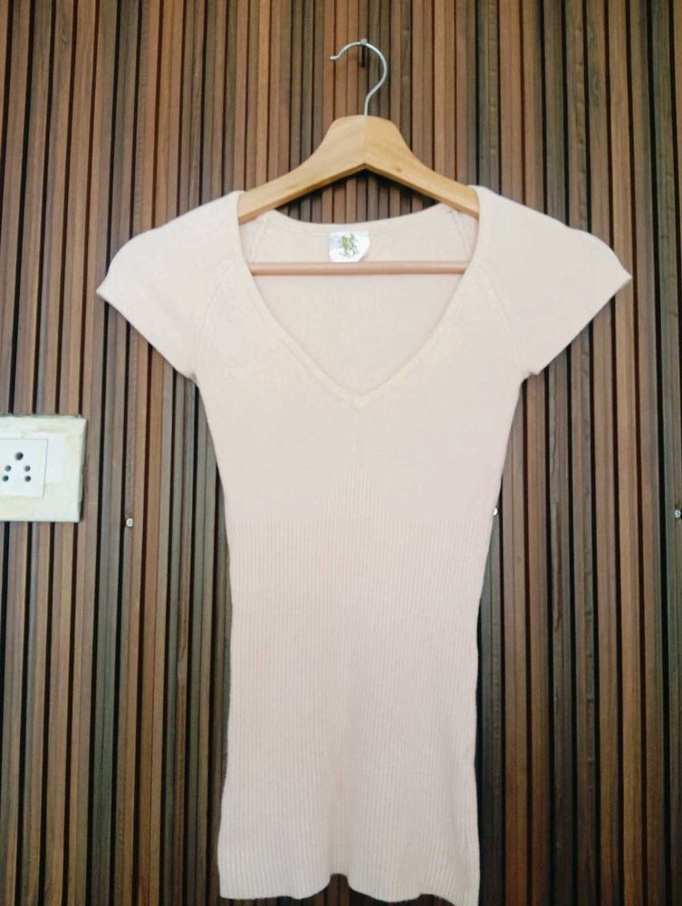 Soft Ribbed V-Neck T-Shirt