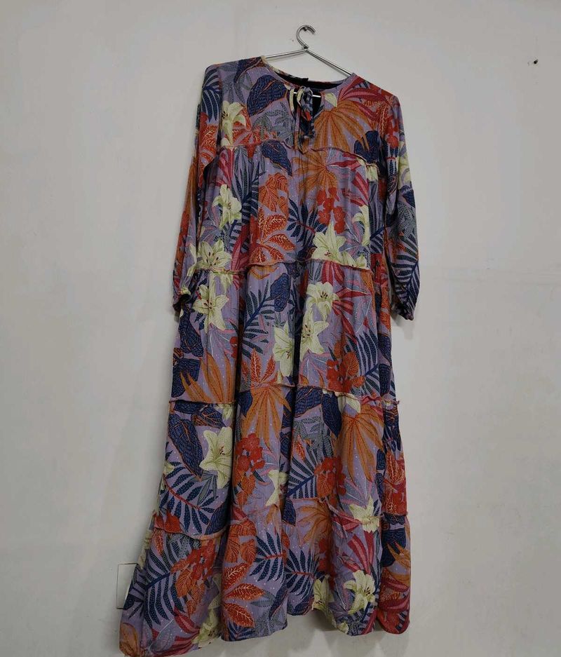 Floral Print Tiered Maxi Dress