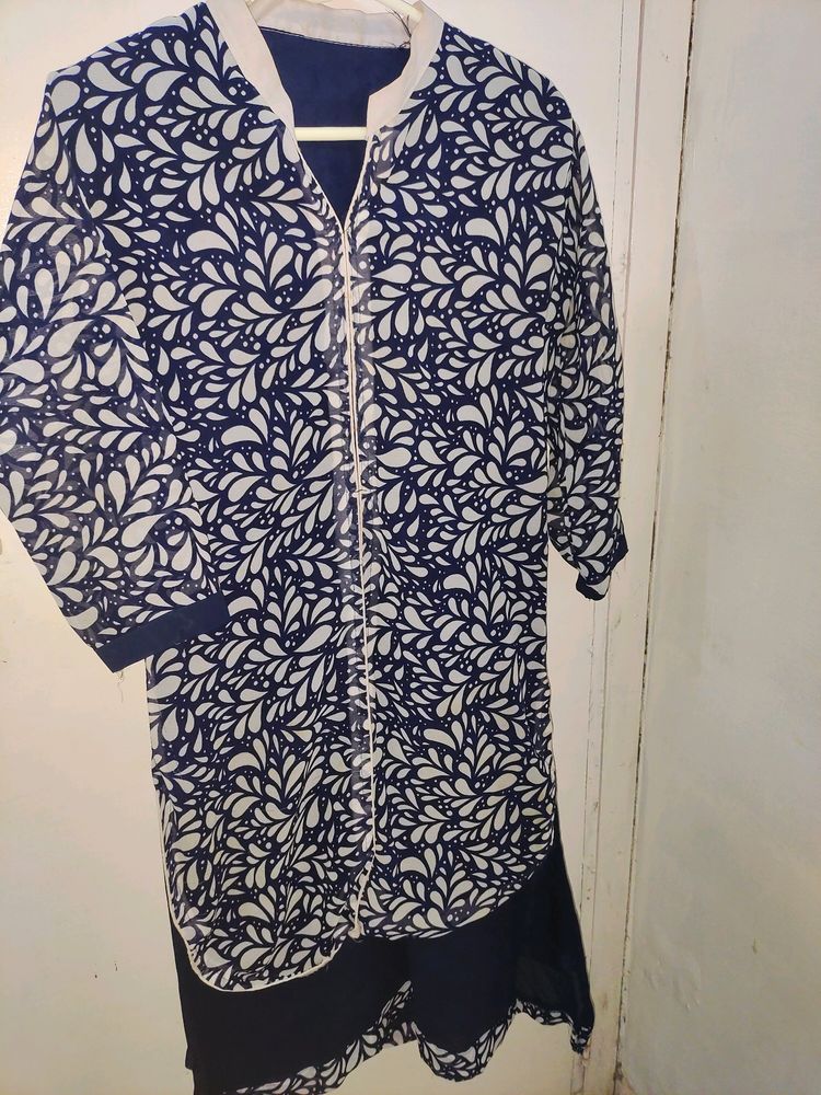 Printed Navy Blue Kurti
