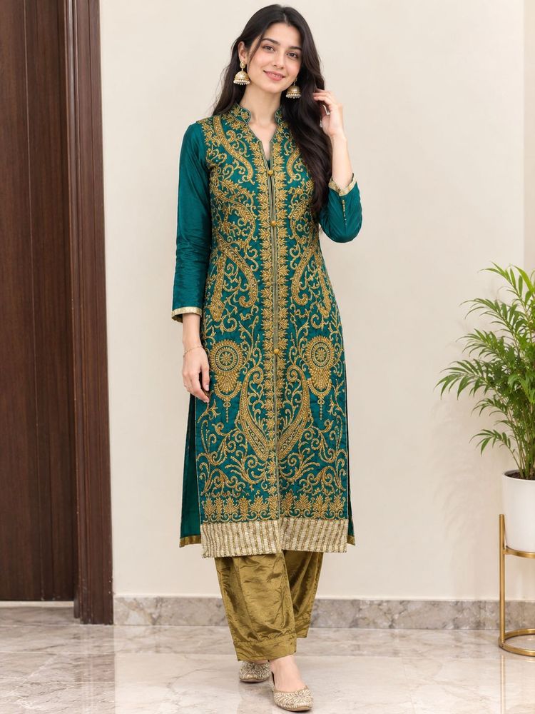 new  handwork Gold Embroidered dress