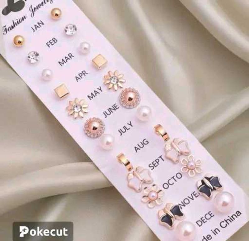 set of 12 classy stud Earrings