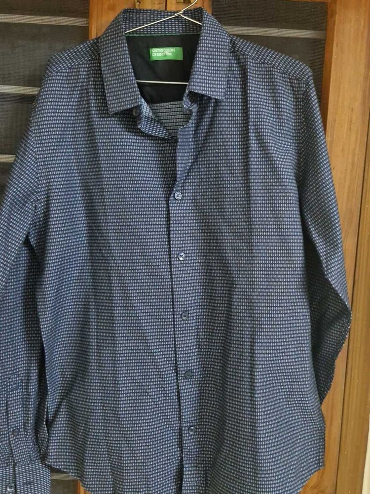 Benetton Blue Patterned Shirt