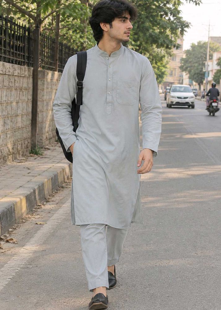 Men's Grey Kurta Set