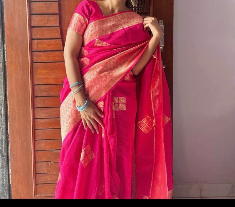 Elegant Pink Silk Saree