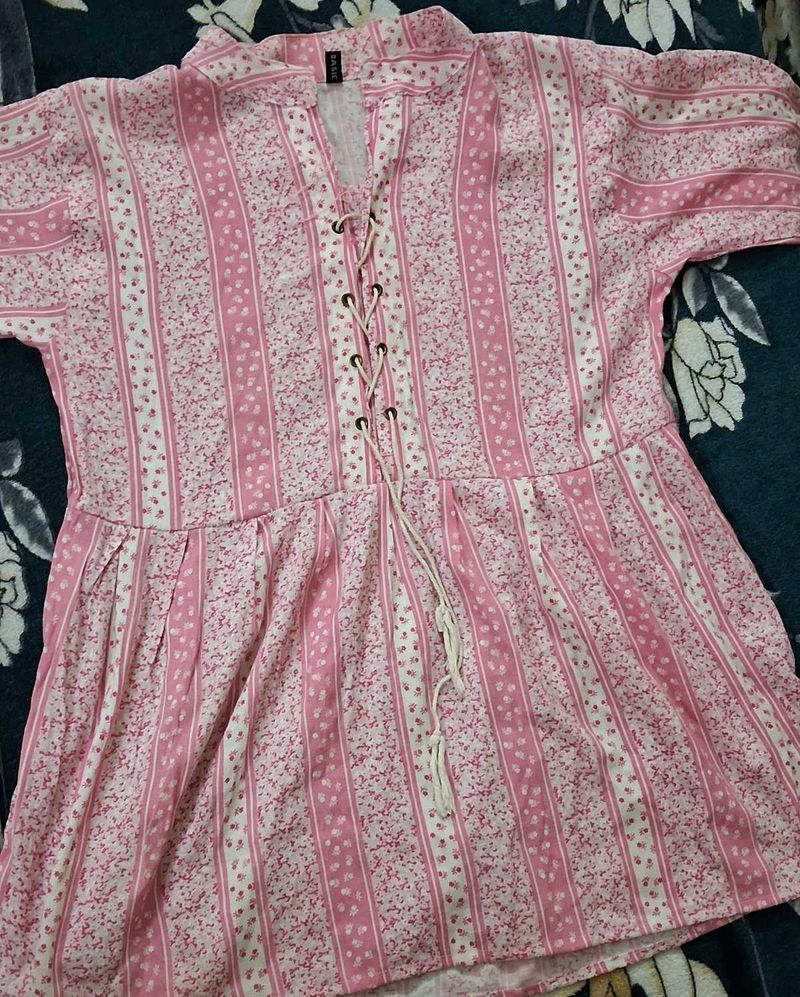 Pink Floral Print Kurta