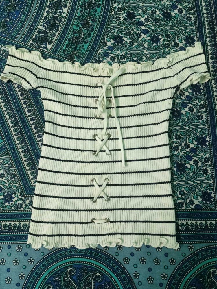 Striped Off-Shoulder top