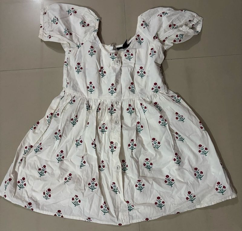 White Floral Print Dress