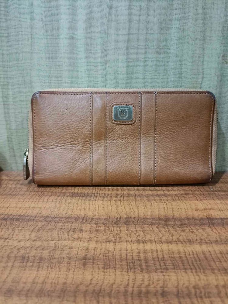 Classic Brown Leather Zip-Around Wallet