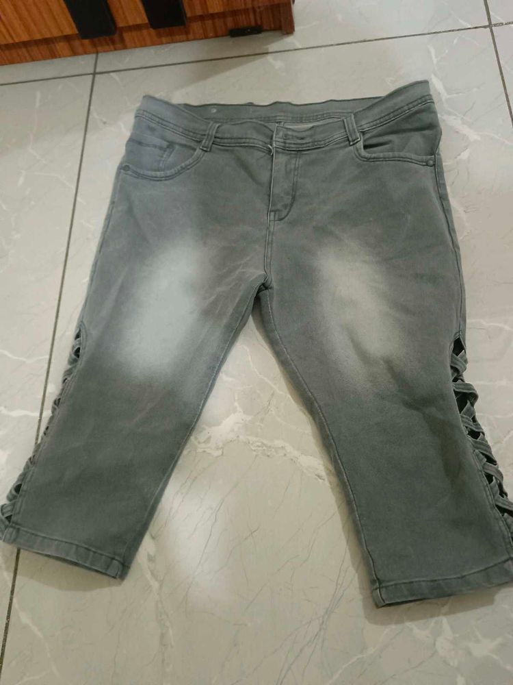 Gray Capri Jeans
