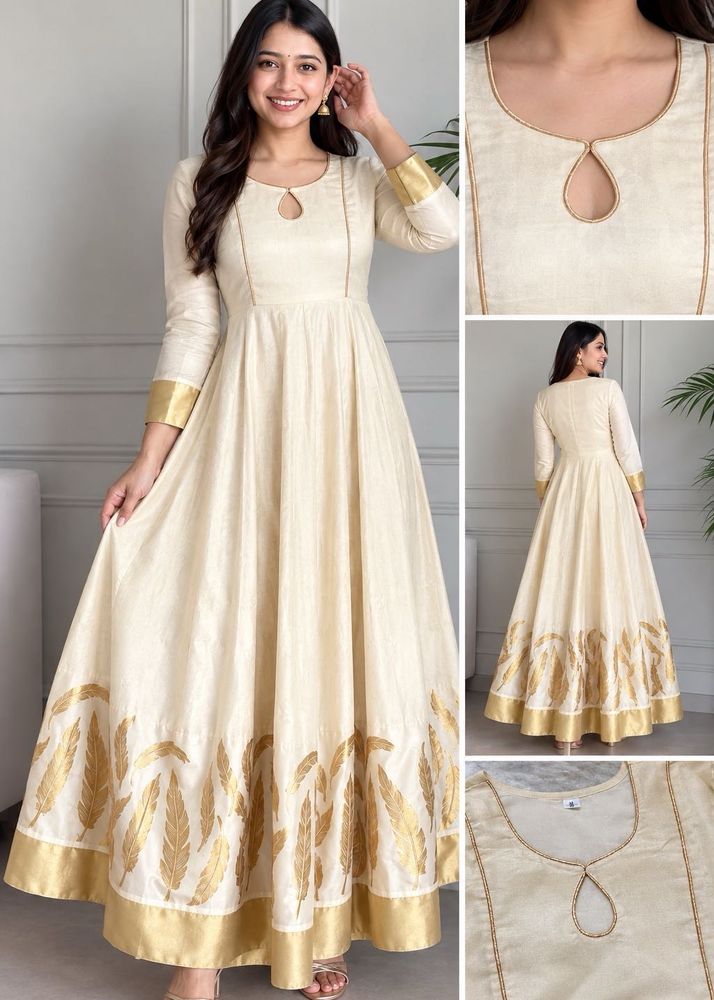 Elegant Cream Anarkali Gown