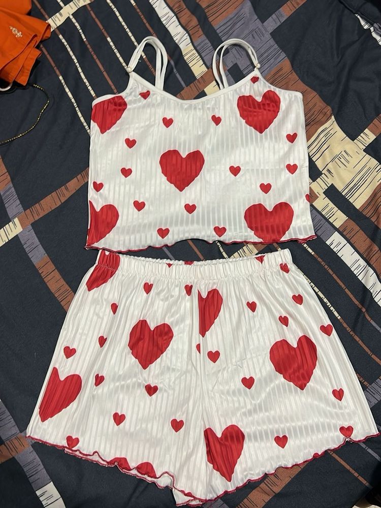 Cute Heart Print Pajama Set