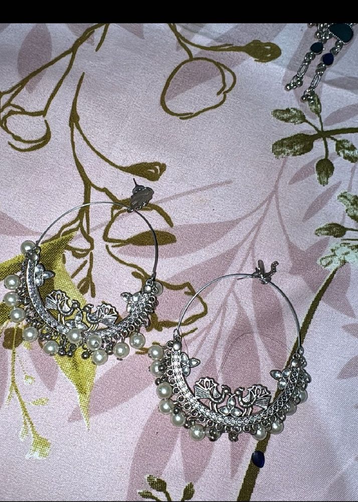 Designer Hoop Earrings with Pearls
