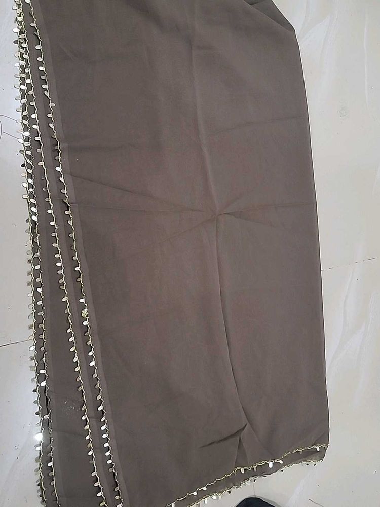 Elegant Brown Dupatta with Sequins
