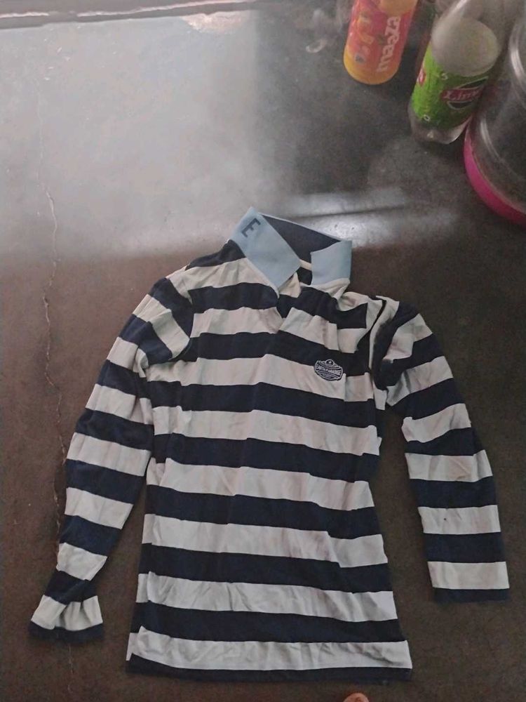 Classic Striped Long Sleeve Polo Shirt