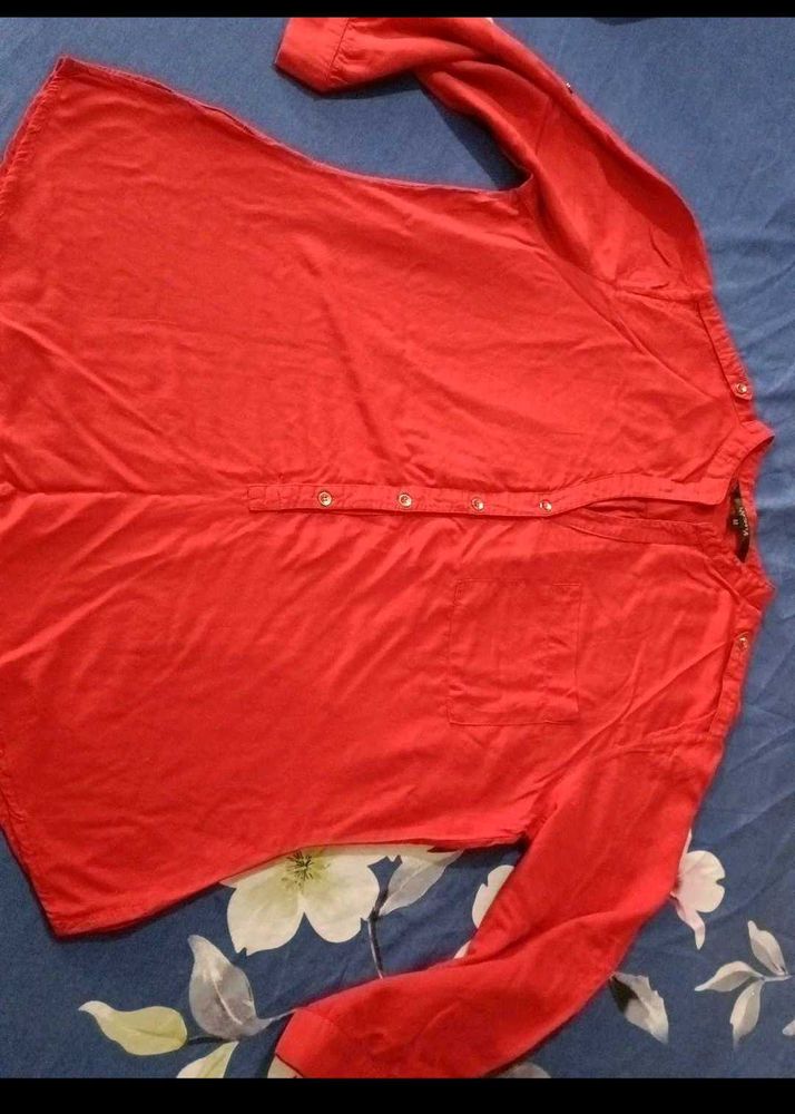 Stylish Red Button-Up Shirt
